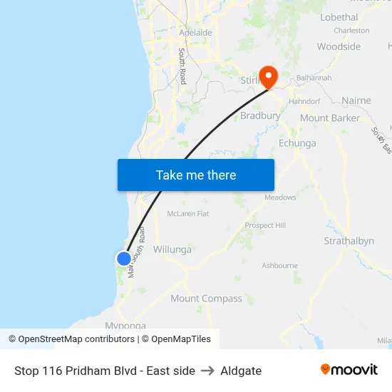Stop 116 Pridham Blvd - East side to Aldgate map