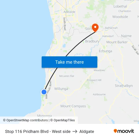 Stop 116 Pridham Blvd - West side to Aldgate map
