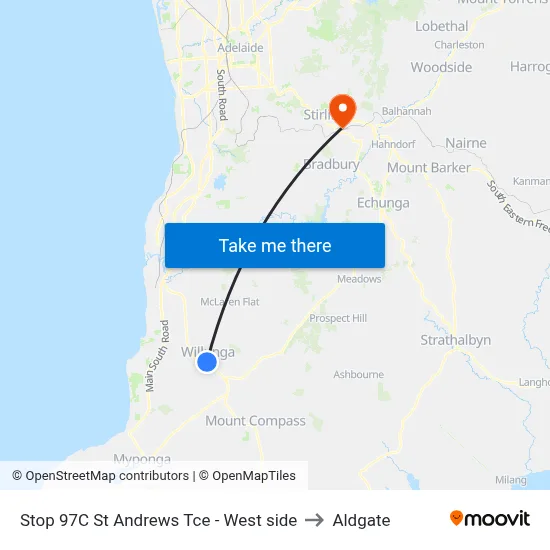 Stop 97C St Andrews Tce - West side to Aldgate map