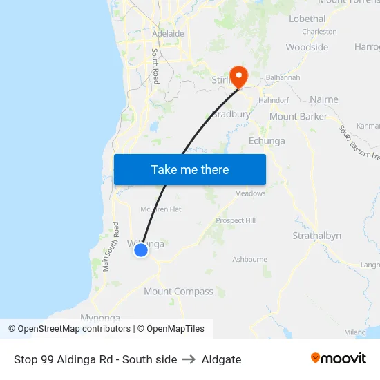Stop 99 Aldinga Rd - South side to Aldgate map