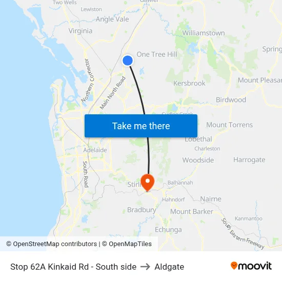 Stop 62A Kinkaid Rd - South side to Aldgate map