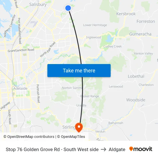 Stop 76 Golden Grove Rd - South West side to Aldgate map