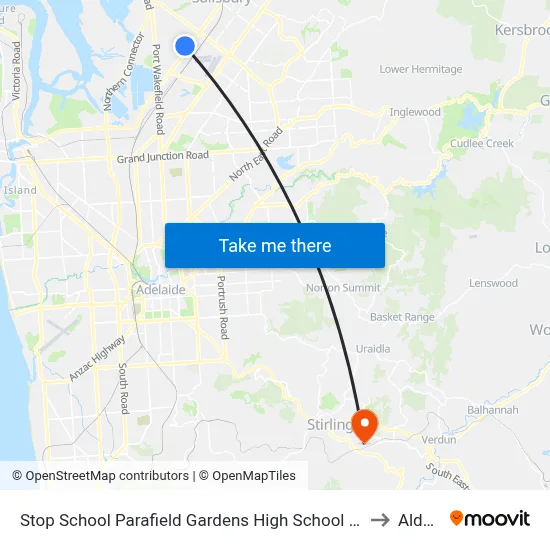 Stop School Parafield Gardens High School Shepherdson Rd to Aldgate map