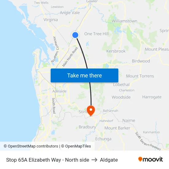 Stop 65A Elizabeth Way - North side to Aldgate map