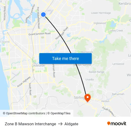 Zone B Mawson Interchange to Aldgate map
