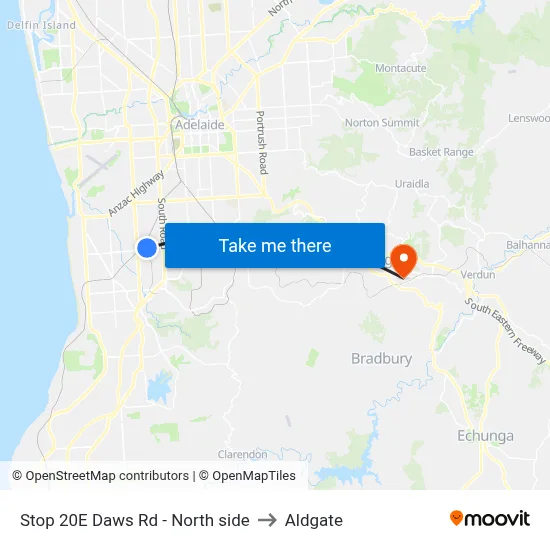 Stop 20E Daws Rd - North side to Aldgate map