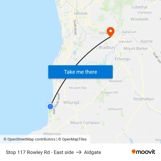 Stop 117 Rowley Rd - East side to Aldgate map