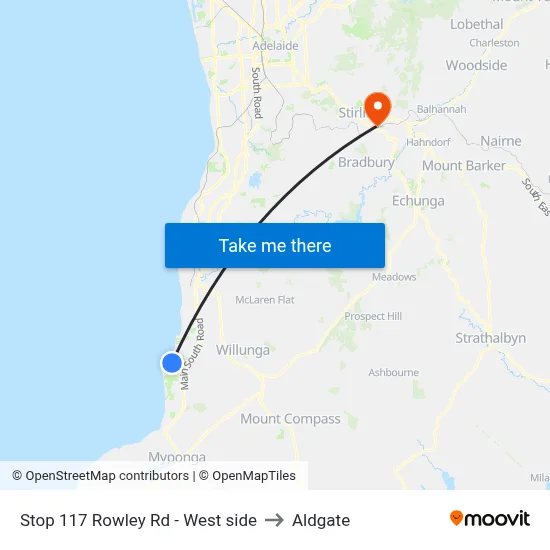 Stop 117 Rowley Rd - West side to Aldgate map
