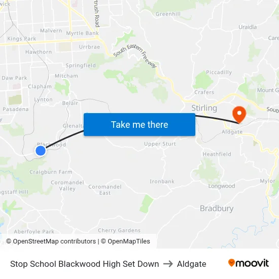 Stop School Blackwood High Set Down to Aldgate map