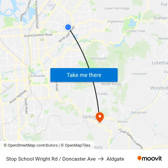 Stop School Wright Rd / Doncaster Ave to Aldgate map
