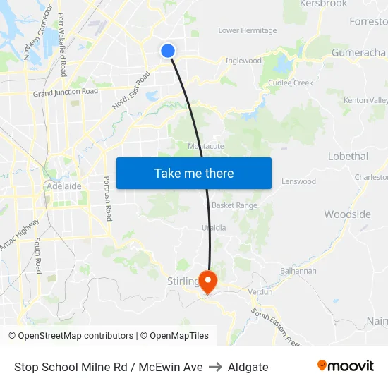 Stop School Milne Rd / McEwin Ave to Aldgate map