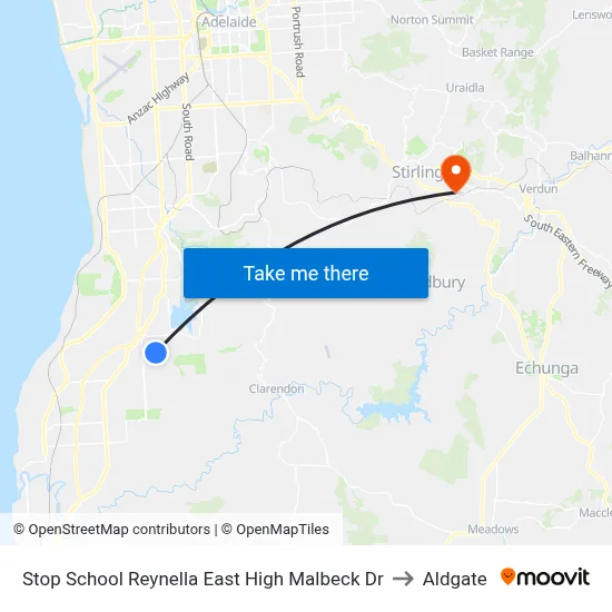Stop School Reynella East High Malbeck Dr to Aldgate map