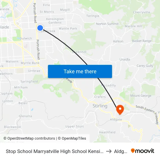 Stop School Marryatville High School Kensington Rd to Aldgate map