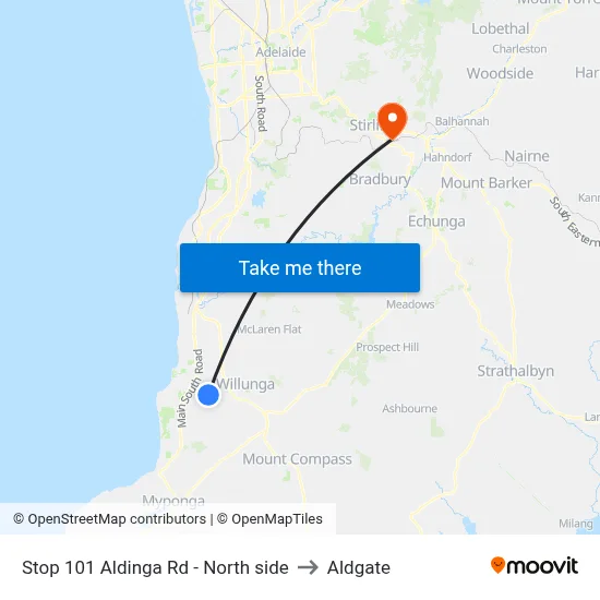 Stop 101 Aldinga Rd - North side to Aldgate map