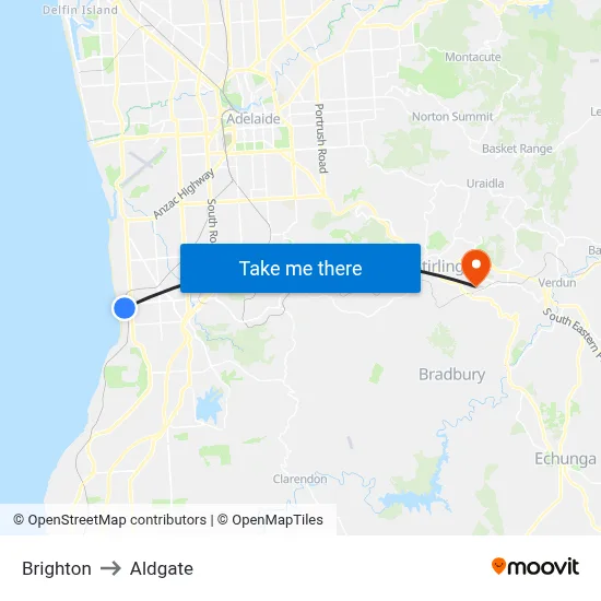 Brighton to Aldgate map