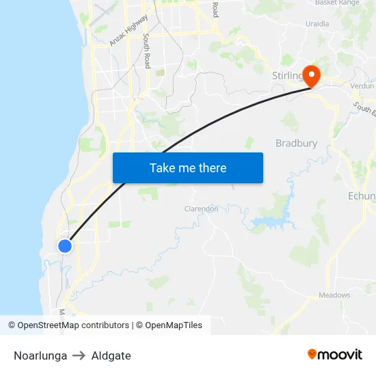 Noarlunga to Aldgate map