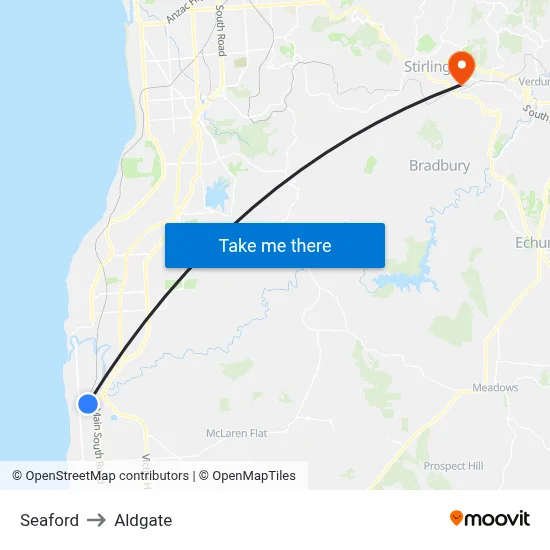 Seaford to Aldgate map