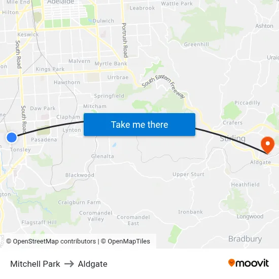 Mitchell Park to Aldgate map
