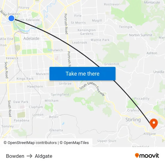 Bowden to Aldgate map