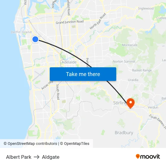 Albert Park to Aldgate map