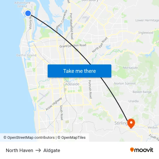 North Haven to Aldgate map
