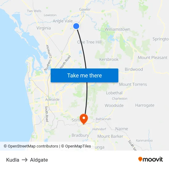 Kudla to Aldgate map