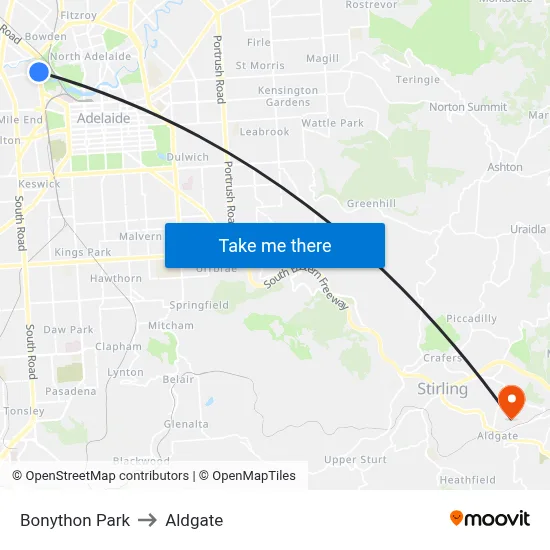 Bonython Park to Aldgate map