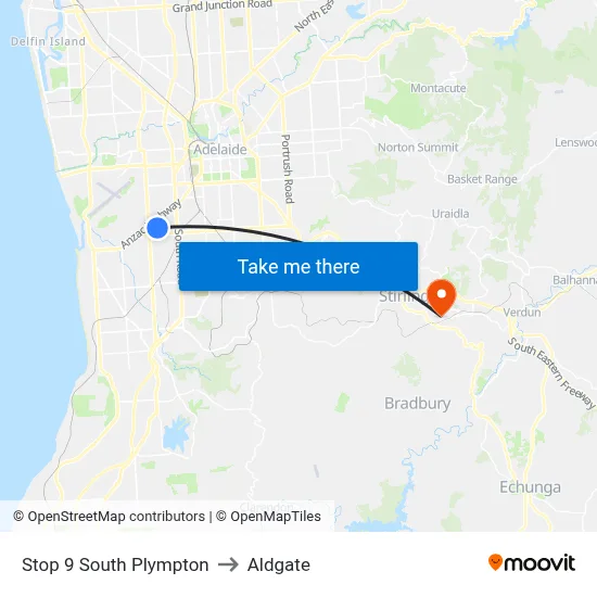 Stop 9 South Plympton to Aldgate map
