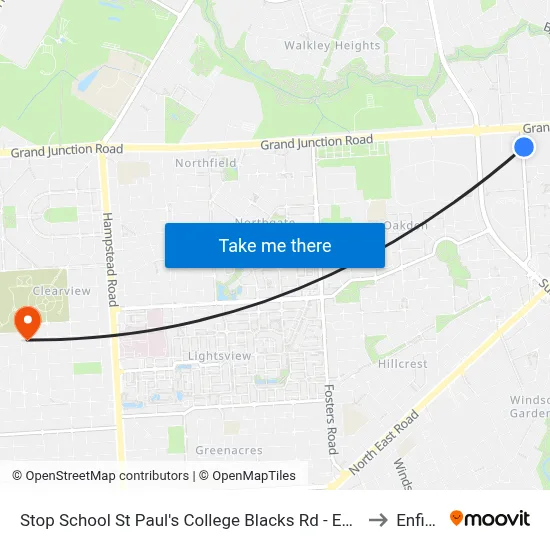 Stop School St Paul's College Blacks Rd - East side to Enfield map