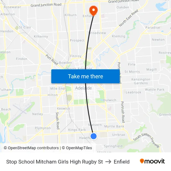Stop School Mitcham Girls High Rugby St to Enfield map