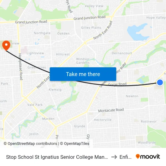 Stop School St Ignatius Senior College Manresa Ct to Enfield map