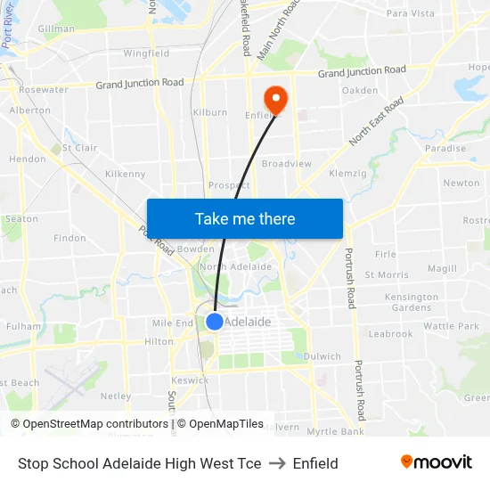 Stop School Adelaide High West Tce to Enfield map