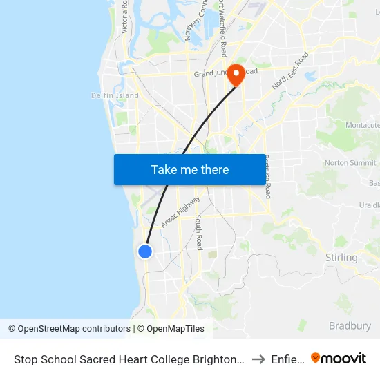 Stop School Sacred Heart College Brighton Rd to Enfield map
