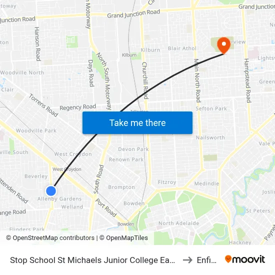Stop School St Michaels Junior College East Av to Enfield map