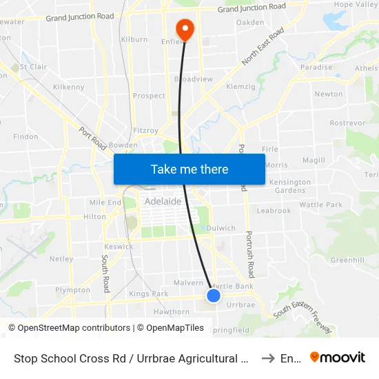 Stop School Cross Rd / Urrbrae Agricultural High School - North side to Enfield map