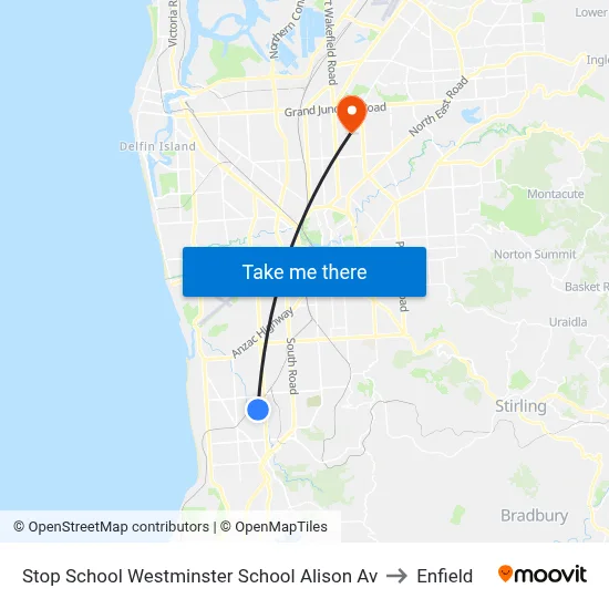 Stop School Westminster School Alison Av to Enfield map