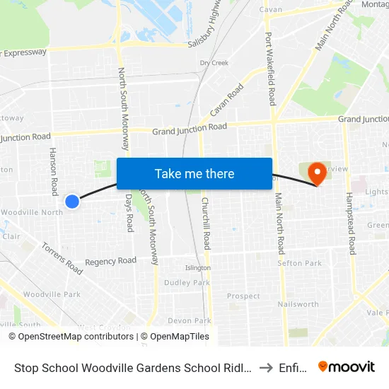 Stop School Woodville Gardens School Ridley Gr to Enfield map