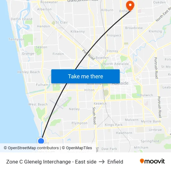 Zone C Glenelg Interchange - East side to Enfield map