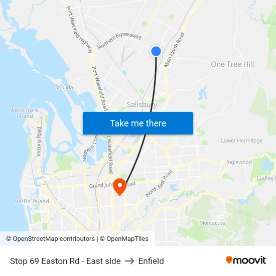 Stop 69 Easton Rd - East side to Enfield map