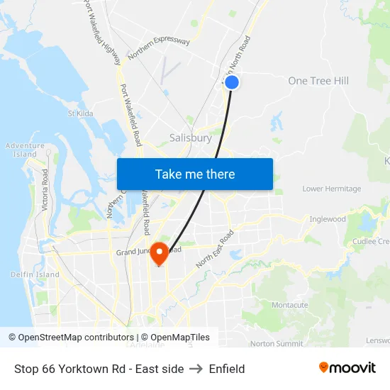 Stop 66 Yorktown Rd - East side to Enfield map