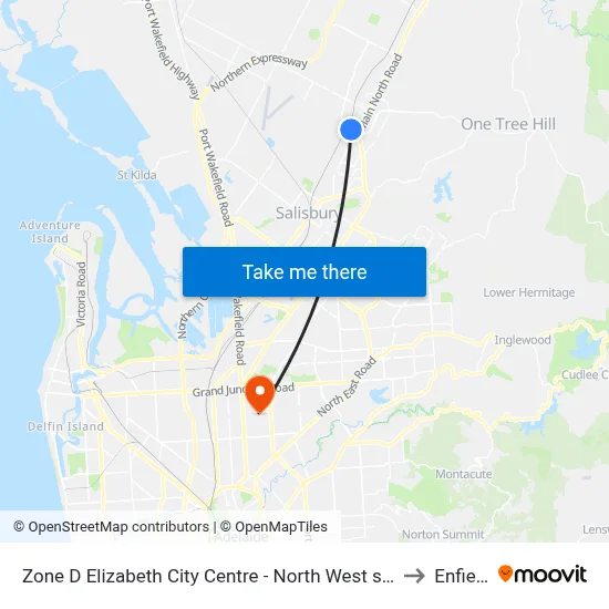 Zone D Elizabeth City Centre - North West side to Enfield map