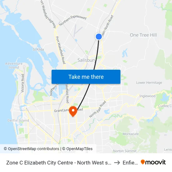 Zone C Elizabeth City Centre - North West side to Enfield map