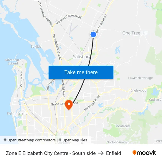 Zone E Elizabeth City Centre - South side to Enfield map