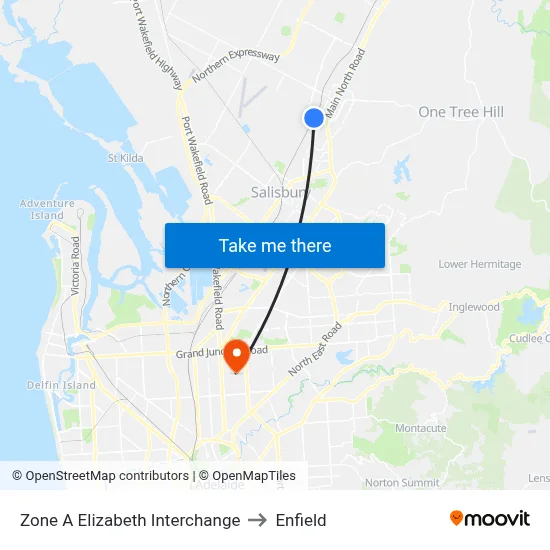 Zone A Elizabeth Interchange to Enfield map