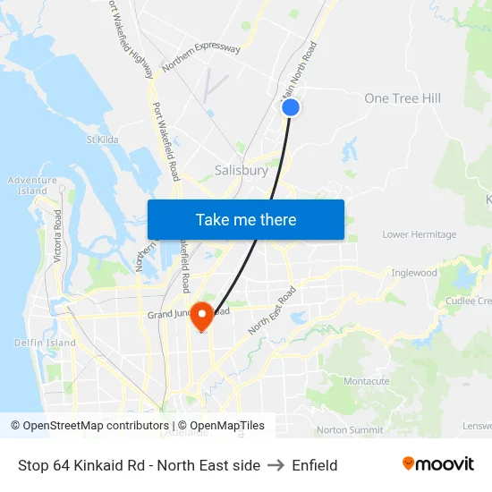 Stop 64 Kinkaid Rd - North East side to Enfield map