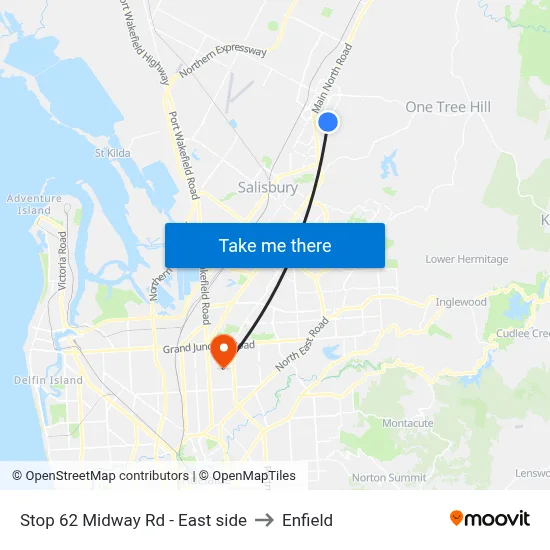 Stop 62 Midway Rd - East side to Enfield map