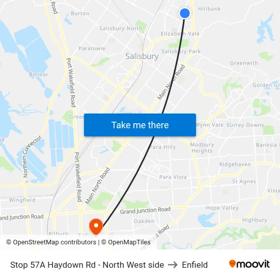 Stop 57A Haydown Rd - North West side to Enfield map