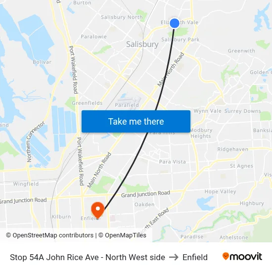 Stop 54A John Rice Ave - North West side to Enfield map
