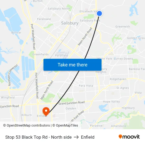 Stop 53 Black Top Rd - North side to Enfield map