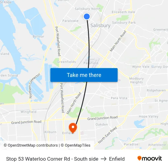 Stop 53 Waterloo Corner Rd - South side to Enfield map